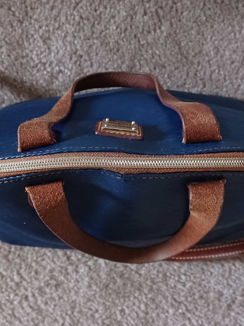 Dooney & Bourke Navy with Brown Leather Trim Shoulder Bag - Picture 12 of 15